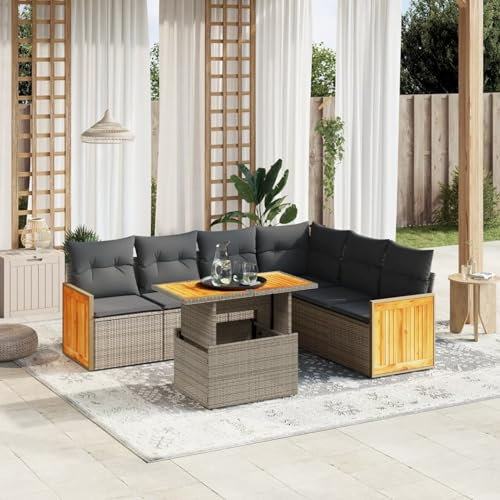 Amorsee Balkon Lounge Klein Verstellbare Tischplatte Gartenlounge Lounge Möbel Outdoor Ecklounge Gartensofa Loungemöbel Sitzlounge Balkon Sofa Rattan Gartenmöbel Balkonmöbel Balkonsofa