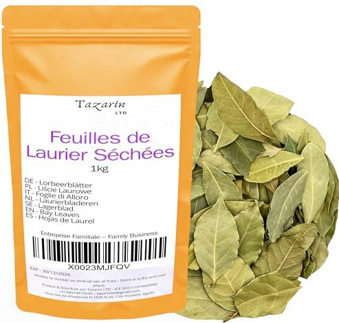 1kg Feuilles de Laurier Entières Séchées - Laurus Nobilis - Arôme & Goût Intense - 100% Naturel, Pur et Sans Additifs | Qualité Supérieure