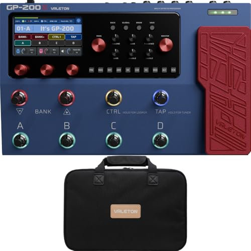 Valeton GP-200X Multi-Effects Pedal + GPB-1 Gig Bag Bundle - Expression FX Loop MIDI I/O Amp Modeling IR Cabinets Artist Presets for Guitar/Bass