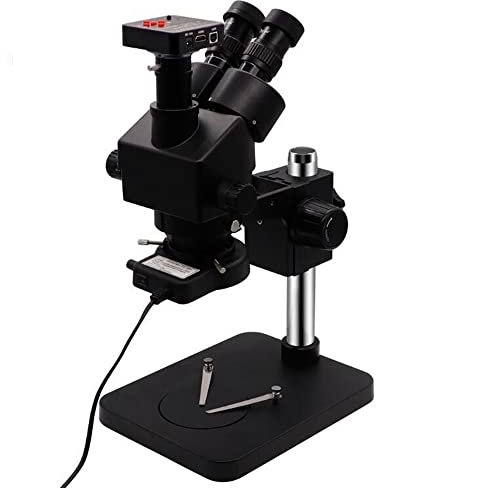 Microscope Accessories 7X-45X Trinocular Microscope Continuous Zoom Black Simul Focal Stereo Microscope Adjustable LED Light 14 38MP 21MP H_DMI Camera Durability And Reliable Performance(21MP Camera)