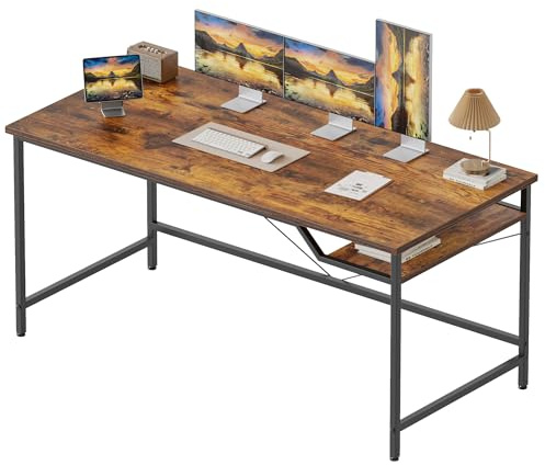 Mericonia 140 cm Computertisch, Gaming-Schreibtisch für kleine Räume, moderner Schreibtisch im schlichten Stil für das Homeoffice, Schreibtische für Studenten, Braun