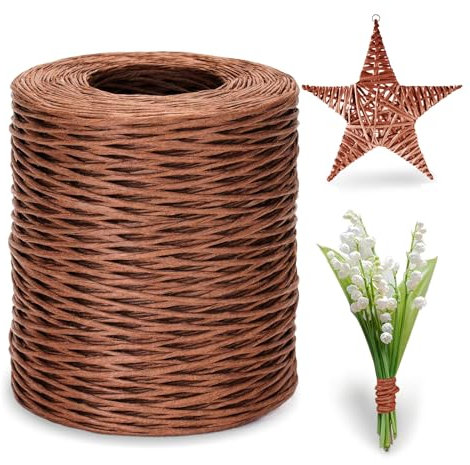 Papierdraht, 200 m x 2 mm Eisendraht zum Basteln Floristik, Bastelpapierdraht Geeignet für DIY Blumenhochzeitsstrauß Verpackung Blumenarrangement (Braun)