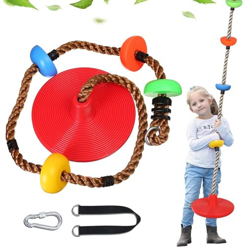 Balancoire Exterieur,2 m Balancoire Enfant,Balançoire en Corde d'escalade pour Enfants avec Plateforme et siège à Disque,Corde d'escalade pour Enfants,Capacité de Charge Jusqu'à 100 kg
