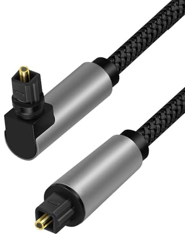 Xueniu Optical Audio Cable 90°& 360° Degree Adjustable Right Angled Gold Plated Fibre Optic Soundbar to TV Male to Male Cable for Home Theatre PS4 Xbox Stereo System (1M, Black)