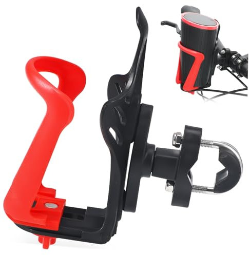 DINHEAROM Motorrad Getränkehalter aus Robustem Pu mit Verstellbarer Klemmmechanik und Montagehalterung Einfacher Einbau für Fahrrad und Motorrad Trinkflaschenhalter
