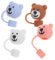 Beavorty Lot De 4 Pailles En Forme D'Ourson Couvercles De Paille Gobelets Mignons Couvercles De Paille En Gel De Silice