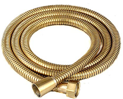 Janmobrian Duschschlauch,Brauseschlauch 1M 1,5 M 2M Extra Lange Dusche Schlauch for Handheld Dusche Kopf Edelstahl Rohr Messing Mutter Verdickung(Gold,1.5M)