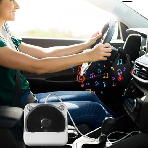 Lecteur CD de voiture portable en ABS avec port auxiliaire et câble USB pour véhicules, ordinateurs portables, téléviseurs, lecteurs audio