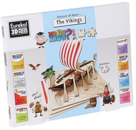 3D-Puzzle aus Holz – Entdecken Sie Alles über die Wikinger – Lernmodell aus Holz – einfache Montage – ab 8 Jahren