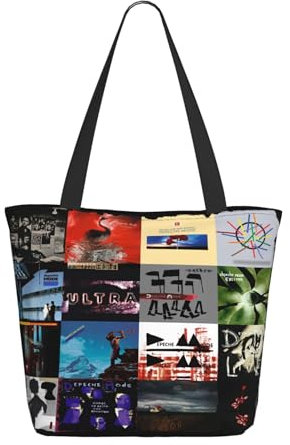 Damen De&PE&Che Music band Tasche Tote Bag Großer Fassungsvermögen Schultertasche Leichtgewicht Haltbar Personalisiertes Geburtstagsgeschenk mit Inneren Fächern für Mama Freunde Lehrerinnen Mädchen