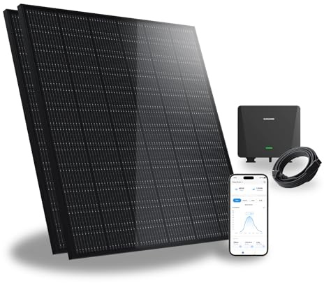 SUNSHARE Ray 570W Balkonkraftwerk ohne Halterung – Individuelles Solaranlage Komplettsystem für DIY-Installation – 800W Wechselrichter + 2x 285W Solarpanel – Steckdosenfertig – inkl. Kabel & Zubehör
