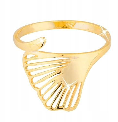 Ulex Premium 925 Sterling Silber Ringe Vergoldeter Ginkgo Ring Damen Herren Silber Schmuck Elegant Handgefertigt Klassisch Modern Stilvoll Hochwertig Größe 56