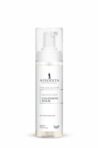 Afrodita Professional Salicylsäure Reinigungsschaum fürs Gesicht – Klärender Gesichtsreiniger mit Teebaumöl für fettige unreine Haut – BHA Face Wash für porentiefe Reinigung 200 ml