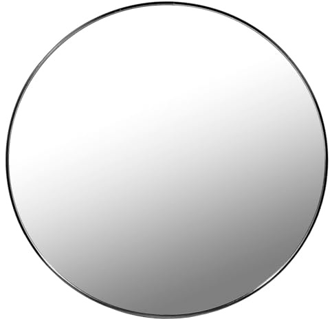 MAT-HAUS Furniture and home decor Runder Wandspiegel 80 cm Schwarz – Metallrahmen, klares Spiegelglas, schlanker Rahmen, Loft Spiegel, für Wohnzimmer, Flur, Schlafzimmer & Bad