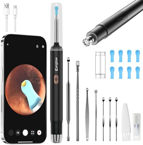 Earglow Ear Wax Removal Camera, 1080P HD | IP67 Waterproof, Ai Eardrum Protection, Compatible with iOS, Android, Ear Cleaning Kit for Daily Ear Care at Home