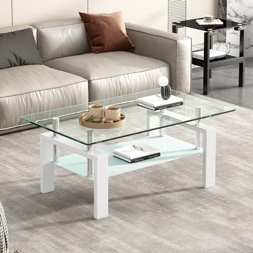 STAPERFO Computertisch aus Glas – Transparenter Schreibtisch mit abgerundeten Ecken, 110x55 cm, für Homeoffice & Wohnzimmer, Glas Laptoptisch als Sofa Tisch