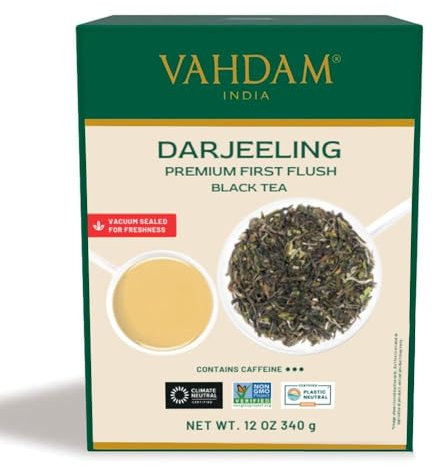 VAHDAM, thé Darjeeling First Flush (340 g/170+ tasses) Floral, aromatique et délicieux – Cueilli, emballé et expédié directement depuis l'Inde | Darjeeling Tea First Flush