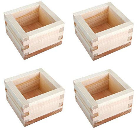 JapanBargain 2757 Lot de 4 tasses à saké japonais Masu en bois de cyprès Hinoki, fabriqué au Japon, 118 ml