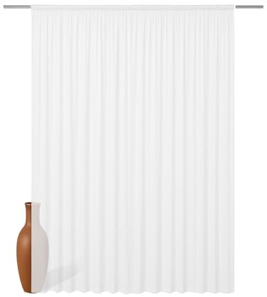 Vorhang 600x245 mit Kräuselband für Schienen, transparente moderne Gardinen | XXL Schiebegardinen Langstore Voile für Wohnzimmer, Balkontür