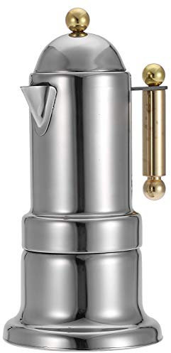 Bewinner Machines à café avec plaque de cuisson, pot Moka en acier inoxydable pour cafetière espresso avec plaque de sécurité 4 tasses (50 ml/tasse)