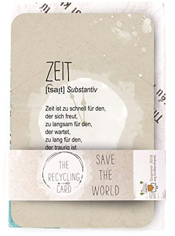 KE - Premium DIN A5 Grußkarte mit inspirierendem Spruch, inklusive Recycling-Umschlag, farbig bedruckte Rückseite - Motiv: Zeit. Perfekt als Postkarte oder Geschenkkarte.