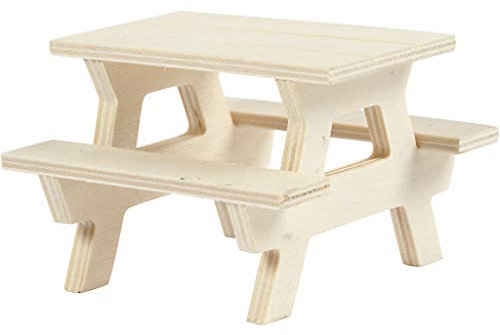 greedeko Miniatur Picknicktisch zum basteln 8x8cm Holz selbstgestalten DIY Deko Mini Gartentisch
