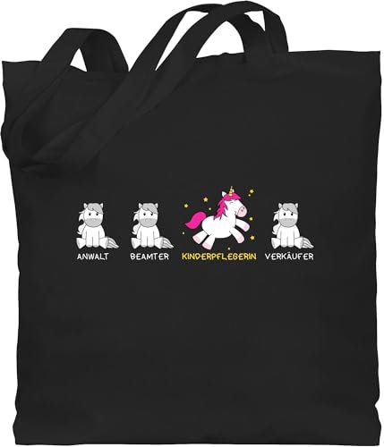 Baumwolltasche - Beruf und Job Geschenke - Kinderpflegerin Einhorn - Unisize - Schwarz - beutel kollegen geschenk arbeit weihnachten erzieherin beuteltasche sind wie einhörner jute jutebeutel