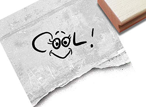 Stempel - Lehrerstempel Cool! mit Smiley in Handschrift - Textstempel Spruch Lob für gute Leistungen Motivation Belohnung Belobigung - zAcheR-fineT