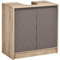 HOMCOM Meuble Salle de Bain sous Lavabo - Meuble sous-Vasque - Placard 2 Portes avec étagère - dim. 60L x 30l x 59,8H cm - Panneaux Particules chêne Clair Gris