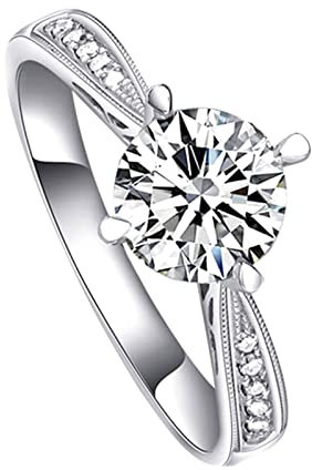 Aotiwe Ringe Silber Damen, Zarter Schmuck Damen 4 Claw Channel Set Zirkonring Runden Versilbert Größe 50 (15.9)