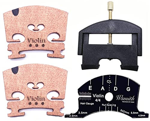 Jiayouy Violinenteile Set mit 4/4 Ahornbrücke/Saitenheber/Vorlage für Violinenbrücke Reparatur Ersatzwerkzeug 4 Stück