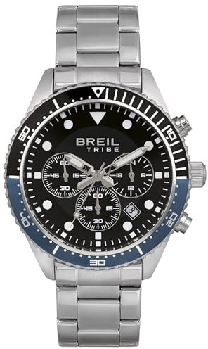 Breil Uhr Herren SAIL Ziffernblatt SCHWARZ Bewegung Chrono Quartz e Bracelet Stahl Silber EW0583
