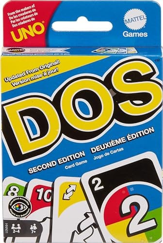 Mattel Games Juego de Cartas Dos Segunda Edición Juego de Mesa Familiar de UNO +7 años (Mattel HNN01)