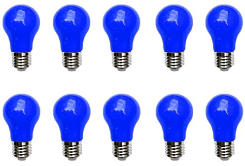 Aiwerttes 10er Pack 3W LED farbige Glühbirne E27 A50 Schraubkappe Blau Glühbirne für Hochzeit Halloween Weihnachtsfeier Nicht dimmbar