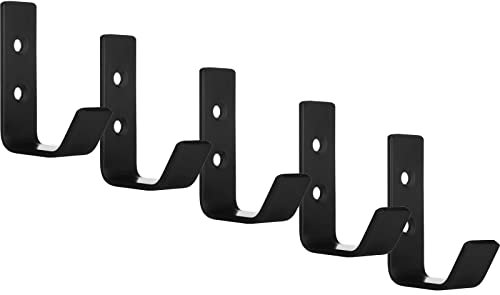 SOTECH 5 x Kleiderhaken Loxten 60 x 20 x 45 mm schwarz, Garderobenhaken aus echt Edelstahl, Wandhaken mit 3 mm Materialstärke, Jackenhaken mit abgerundeten Kanten