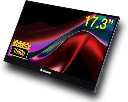 Verbatim PMT-17, Portable Touchscreen Monitor, mobiler 17,3 Full HD Bildschirm für Laptop, Tablet, Smartphone, PS5 oder Nintendo Switch mit USB-A-, USB-C- sowie HDMI-Anschluss, schwarz