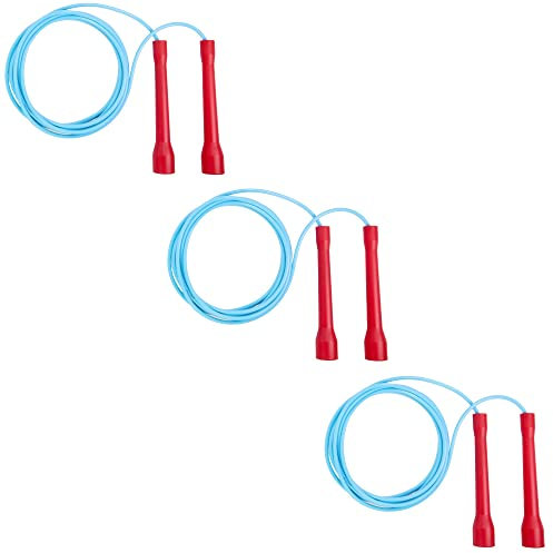 BuyJumpRopes, Jump Rope for Kids - 3 Pack of PVC Licorice Skipping Rope with Unbreakable Handles - Durable and Adjustable Kids Jump Rope for Exercise, Fitness and Outdoor Playtime (7ft Length)
