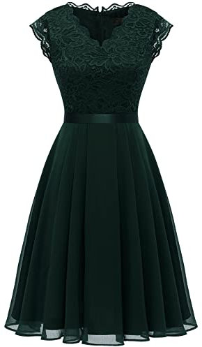 Dressystar Party Ball Gown Knee-Length Wedding Green Bridesmaid Dress for Girls - Floral Festival Dress, L
