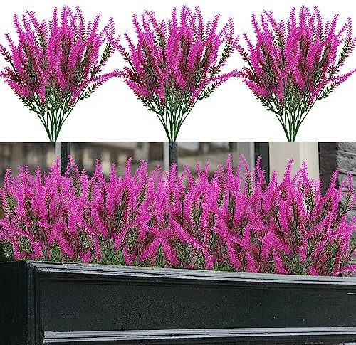 TUAKIMCE 12 Bündel Künstliche Lavendel, UV-Beständige Kunstblumen Wie Echt für Balkon, Deko Innen und Außen, Strauß für Haus, Garten, Büro, Töpfe (Rosa)