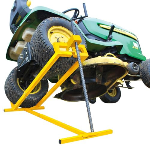 VOUNOT® Sollevatore Trattore Tagliaerba Telescopico, Dispositivo di Sollevamento, 30% Risparmio di Spazio, Carico Massimo 400kg, Giallo