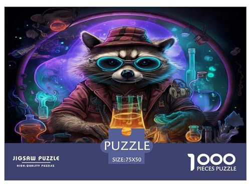 Raccoon_Alchemist Puzzle für Kinder, kreisförmig, 1000 Teile, Puzzle für Erwachsene, Holzpuzzle für Erwachsene und Kinder, Stressabbau, 1000 Teile (75 x 50 cm)
