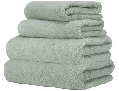 Ruggeri - Set Asciugamani 2 + 2 | Viso + Ospite | 100% Cotone Extra Morbido 500 gr - Let's Color! (Salvia)