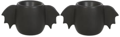 Horror-Shop Schwarze Gothic Eierbecher mit Fledermaus Flügeln 2 Stück als Set