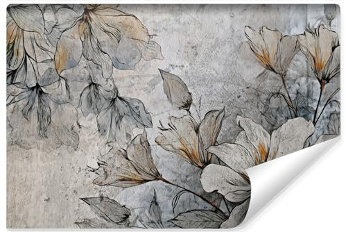 Muralo Fototapete Selbstklebend 3D, Blumen, Beton-Optik - 460x300 cm