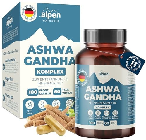 Ashwagandha – 180 Kapseln – Hochdosiert mit 2004 mg je Tagesdosis – Hochwertige indische Schlafbeere – Laborgeprüft, vegan, in Deutschland produziert