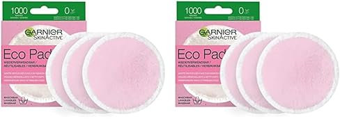 Garnier Waschbare Abschminkpads für gereinigte und weiche Haut, Aus Mikrofaser für eine sanfte Gesichtsreinigung und Entfernung von Makeup, Wiederverwendbar, SkinActive Eco Pads, 1 x 3 Stück