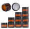 OverNews Lot de 8 Petits Pots en Verre Ambré avec Doublure Intérieure, Couvercle Noir, Spatule 30 ml