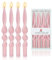 Gedengni Candele a punta rosa ritorto portacandele confezione da 4 candele lunghe a forma di cono, candele a spirale, candele da tavola, candele rosa, adatte per la decorazione della tavola per la