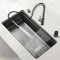 Fregadero De Cocina De Encastre Fregadero De Cascada Oculto Fregadero De Cocina De Acero Inoxidable Con Grifo Extraíble Y Accesorios