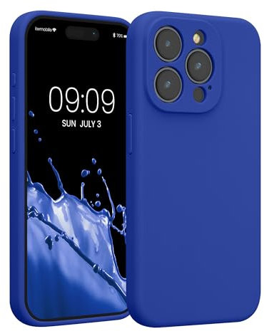 kwmobile Custodia Compatibile con Apple iPhone 15 PRO Cover - Back Case per Smartphone in Silicone TPU - Protezione Gommata - Blu Baltico